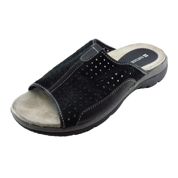 Naturalizer Shoes - Naturalizer Size 6 M Black Slides Leather Women Sandal Shoes